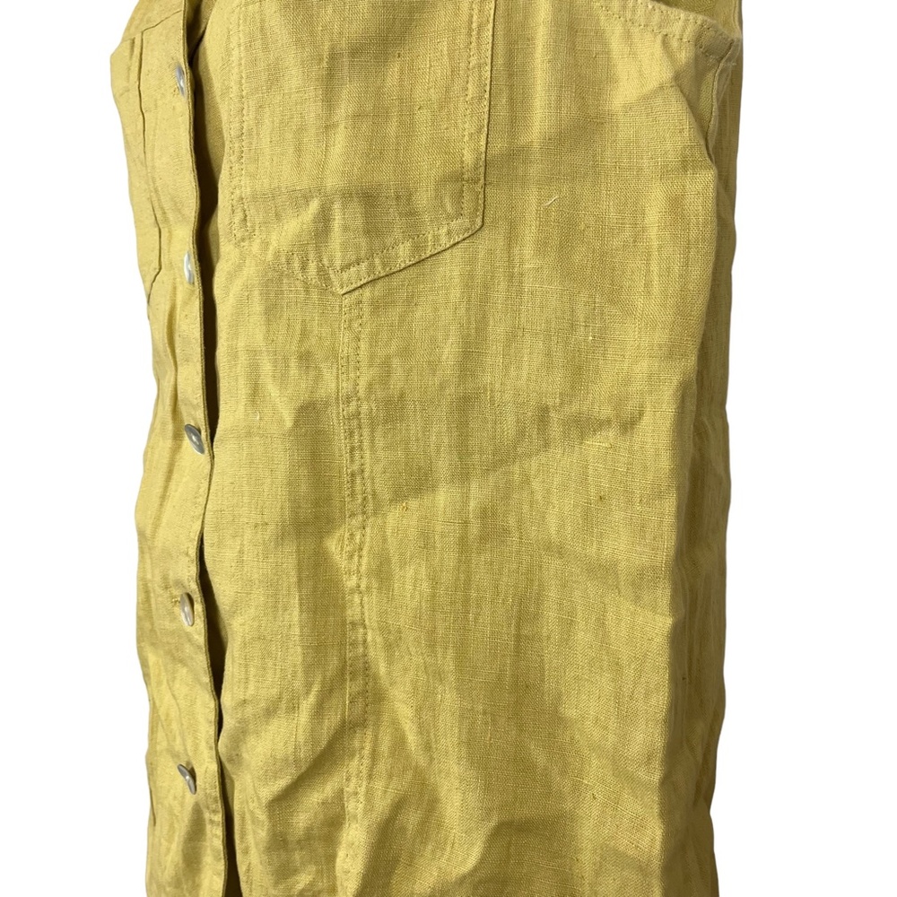 CHICO'S DESIGN Yellow Pale 100% Linen Sleeveless Button Down Casual Top Shirt  1 - Picture 4 of 16